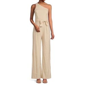 Antonio Melani Carlos One Shoulder
Tie Waist Sleeveless Wide Leg Jumpsuit